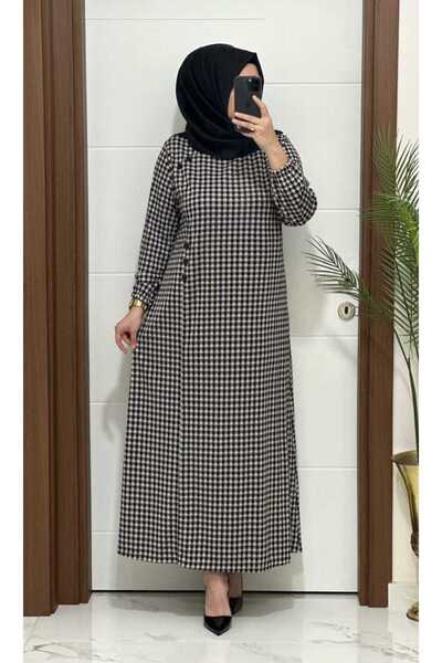MODA ALMİRA 2627 K 125 SİYAH KAZAYAGI DESEN ELBİSE