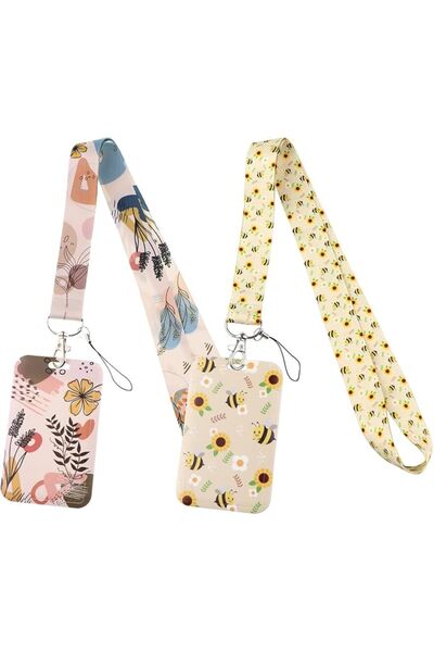 SWIUKPHE Adjustable Retractable Lanyard with Card Holder, Quick-Release, Bee ...
