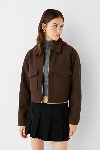 Helen Goods Νέα σεζόν BSK Μοντέλο Γυναικείο Μπουφάν Crop Cut με Κασμίρι