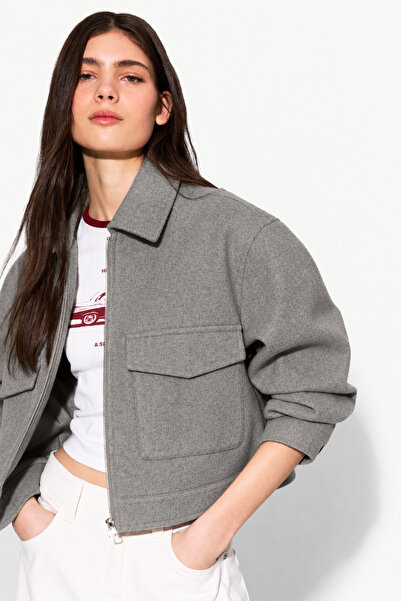 Helen Goods Νέα σεζόν BSK Μοντέλο Γυναικείο Μπουφάν Crop Cut με Κασμίρι