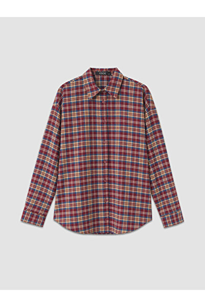 LC Waikiki Checkered Embroidered Loose Fit Women's Lumberjack Shirt from Uzg ...