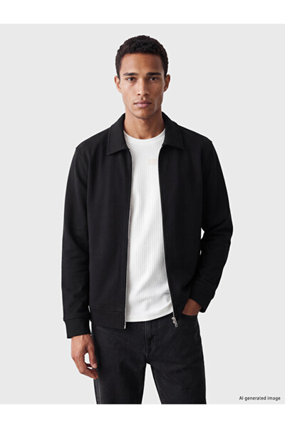 LC Waikiki Rmz Gi̇yi̇m Farkiyla Devrik Roba Yaka Men's Zippered Sweatshirt