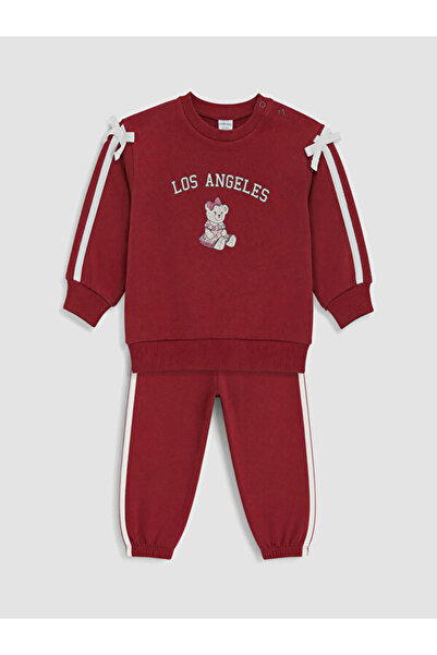 LC Waikiki Rmz Gi̇yi̇m Farkiyla Los Angeles Printed Baby Girl Tracksuit Set