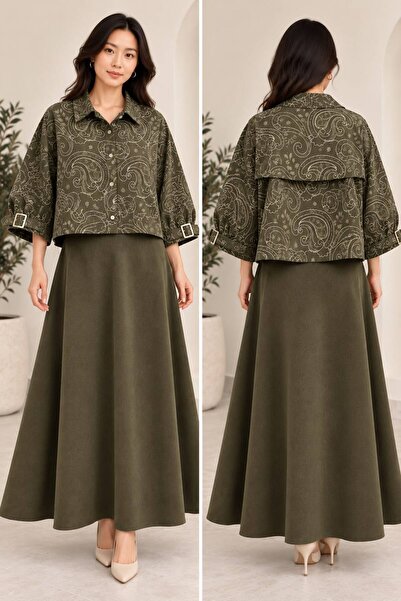 MODA BANUŞ FASHION STORE Σετ με σουέτ πουκάμισο και μακριά φούστα