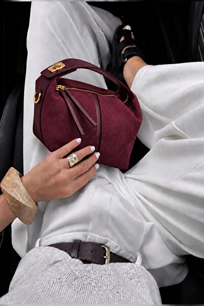 Çantacımstore Γυναικεία τσάντα χειρός Archel Suede Claret Red
