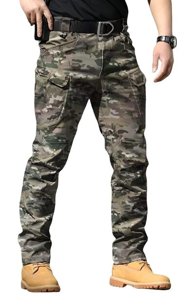 GENERAL Mens Cargo Pants Multi Pocket Zipper Slim Combat Trousers Waterproof ...