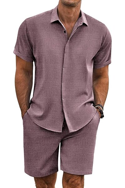 COOFANDY Men's Summer Beach Outfits 2 Piece Short Sleeve Shirts and Shorts Va...