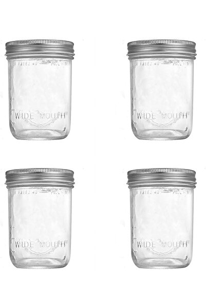 Generic 4 Pcs Wide Mouthed Glass Mason Jar, Jam Salad Glass Bottle, Graduated...