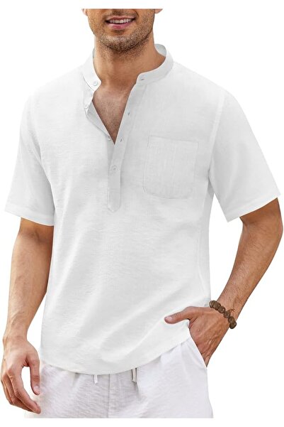 COOFANDY Men's Cotton Linen Henley Shirt Long Sleeve Hippie Casual Beach T Sh...