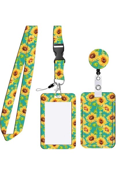 GENERAL Sunflower Lanyards for Neck，Lanyard with Card Holder，Sunflower Lanyar...