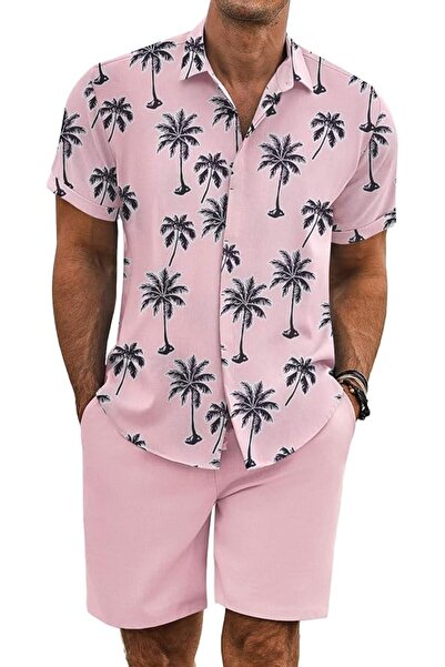 COOFANDY Men's Summer Beach Outfits 2 Piece Short Sleeve Shirts and Shorts Va...