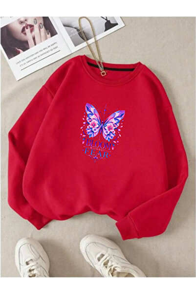 x-compass life Women's Winter Sweatshirt Purple Pink Butterfly Flower Printed...