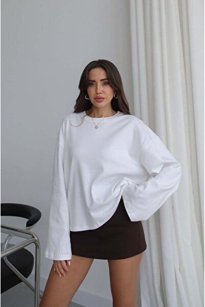 Havoş Ecru Spanish Sleeve Basic Sweatshirt