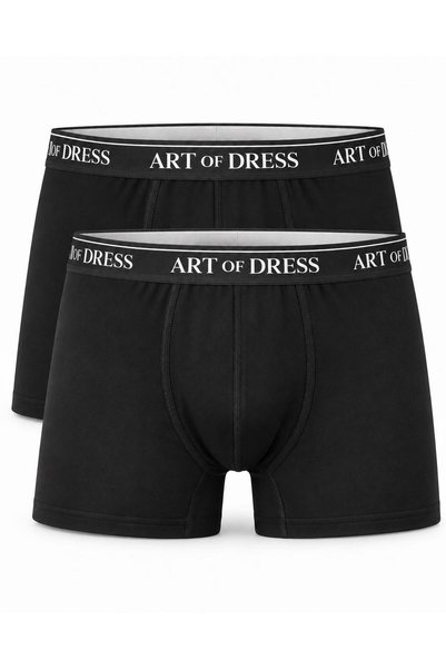 art of dress طقم بوكسر رجالي مكون من قطعتين من القطن الليكرا الأسود المرن