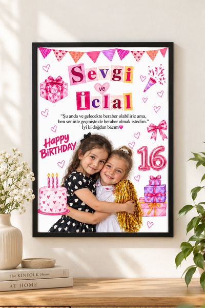 Kişiye Özel Çocukluk Fotoğraflı Tablo | İsim ve Mesajlı Doğum Günü Hediyesi, Sevgiliye ve Arkadaşa Anı Çerçevesi