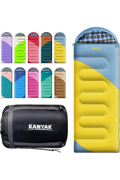 Kanyaka كيس نوم للتخييم، 32 كيس نوم للبالغين والأطفال والمراهقين، كيس نوم داف...