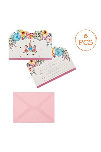 OEM Invitatii Petrecere & Plicuri Unicorn Folie 6buc