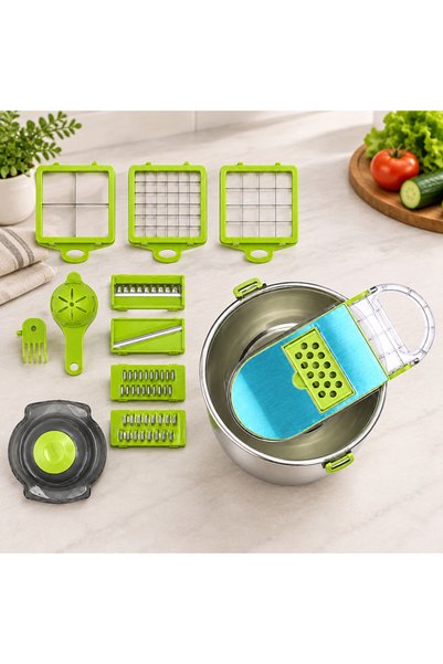 magicool Hazneli 9-in-1 Çok Fonksiyonlu Sebze Dilimleyici ve Doğrayıcı