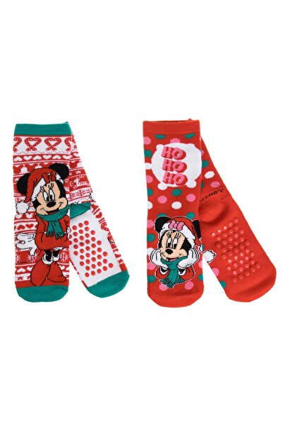 OEM Sosete de Craciun Rosii cu Buline Albe Inimi Minnie Mouse Anti-slip pentr...