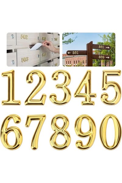 Generic أرقام صندوق بريد ذهبية ثلاثية الأبعاد من 0 إلى 9 ذاتية اللصق، ملصقات ...