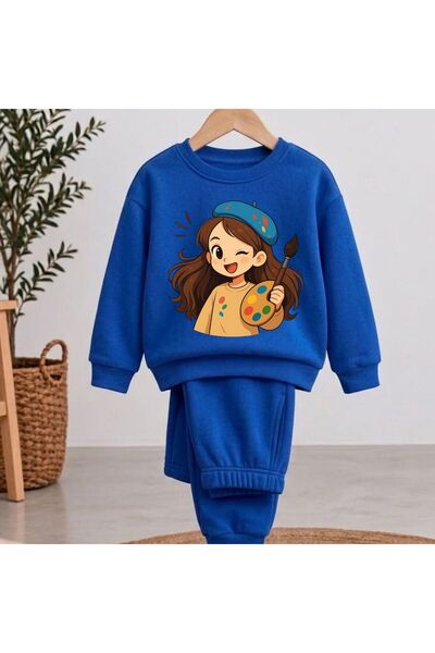 playwear سترة رياضية مطبوعة بالصور للفتيات والأولاد برقبة دائرية