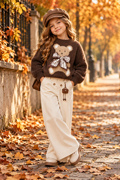 ministok Browny Bear Set de 2 piese pentru fete, pantaloni cu detalii și pulover