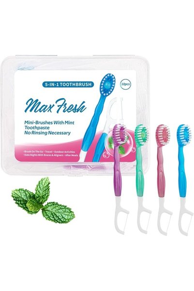 Yelajoy 5 in 1 Mini Brushes-Disposable Toothbrushes with Toothpaste,On The Go...