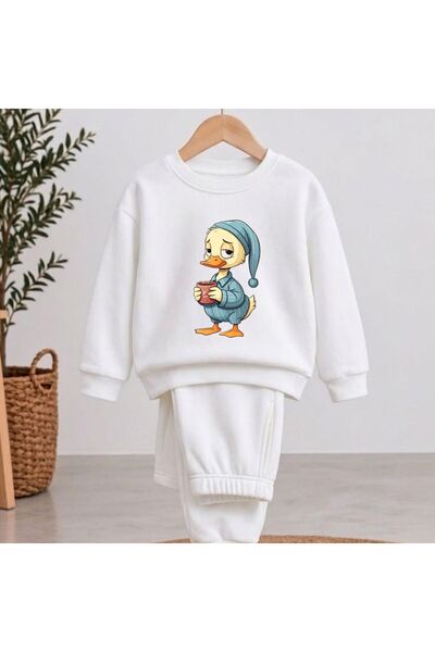 playwear Team Sweatshirt Baby Duck Printed Girls' and Boys' Crew Neck Sweatshirt