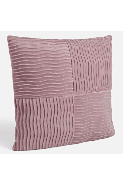 OEM Perna Decorativa de Iarna Roz Catifelata cu Dungi in Relief 45x45cm