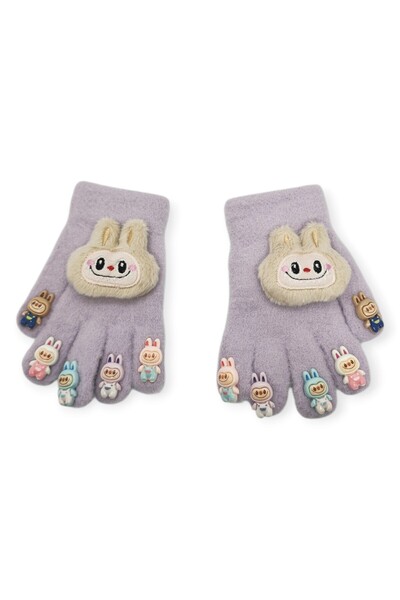 Mustran Unisex Children's Finger-Tip Cute 3D Figured Plush Knitted Lycra Glov...