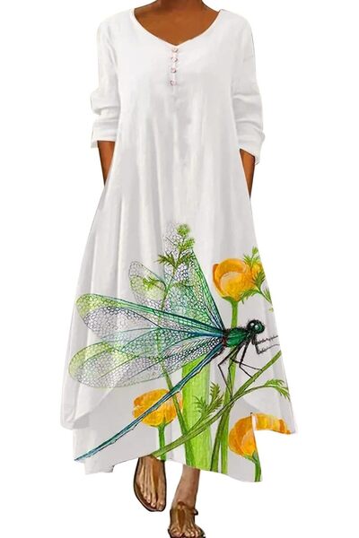 GENERAL Dresses Women Dress Bohemian Plus Size Floral Print Summer Beach Wome...