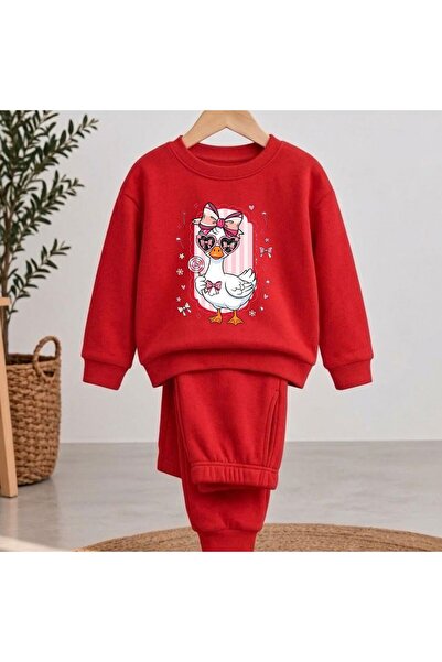 playwear Team Sweatshirt with Fancy Duck Print for Girls and Boys, Crew Neck