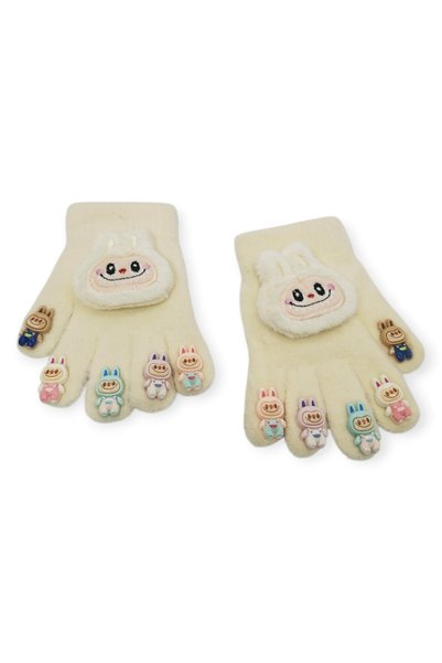 Mustran Unisex Children's Finger-Tip Cute 3D Figured Plush Knitted Lycra Glov...