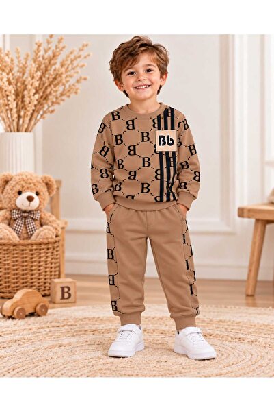 krm kerem bebe 2-Piece Children's Set Made of Silk Cotton with Patterned Pock...