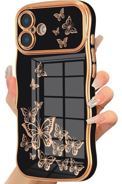 GENERAL ZTOFERA for iPhone 17 Case Cute Curly Wave Frame - Dark Purple