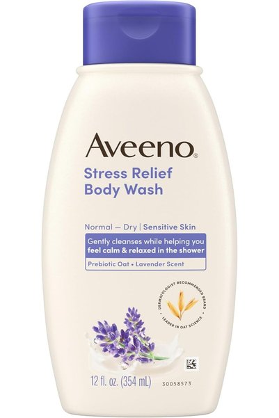 AVEENO غسول للجسم لتخفيف التوتر مع الشوفان المهدئ، ينظف بلطف ويرطب برائحة الل...