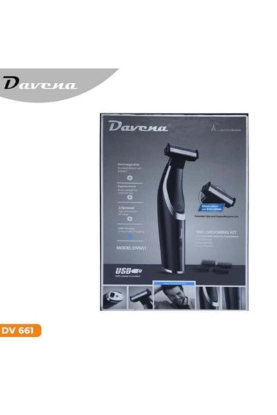 Davina ماكينة حلاقة سوداء لتنعيم وتحديد الشعر طراز DV-661