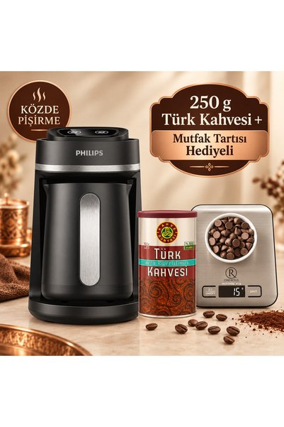 Philips HDA150/61 Siyah Közde Pişirme Türk Kahvesi Makinesi Türk Kahvesi ve Tartı Hediyeli