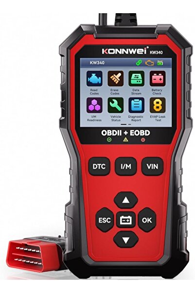KONNWEİ ماسح ضوئي KW340 OBD2 لقراءة أكواد تشخيص السيارات وأداة فحص المحرك