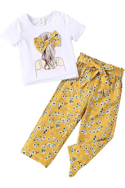 GENERAL Girl's 2 Piece Outfits,Toddler Girls clothes Fashion Printed T-Shirt ...