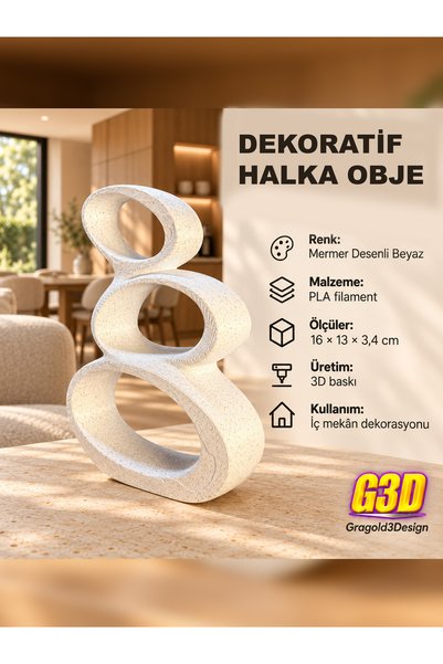 Gragold3Design Üç Halkalı Soyut Biblo – Şık Masa Üstü & Kitaplık & Konsol Süs...