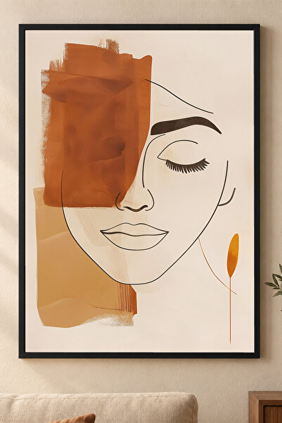 Soyut Kadın Yüzü Minimalist Siyah Çerçeveli Poster Tablo Fineart Baskı Kalitesi kessy1151