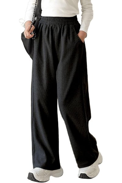 GENERAL Girl's Wide Leg Sweatpants Baggy Straight Loose Sweat Pants High Wais...