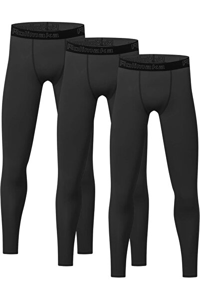 GENERAL 4 or 3 Pack Youth Boys' Compression Leggings Tights Athletic Pants Sp...