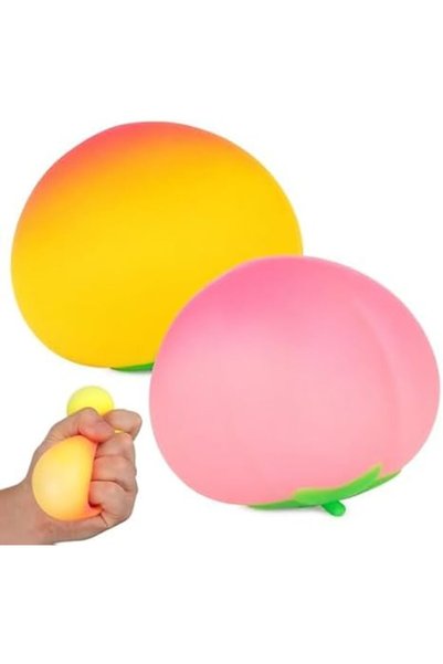TERRIFI Peach Shaped Stress Balls – 2 Pcs Fruit Squeeze Toy – Sensory Stretch...