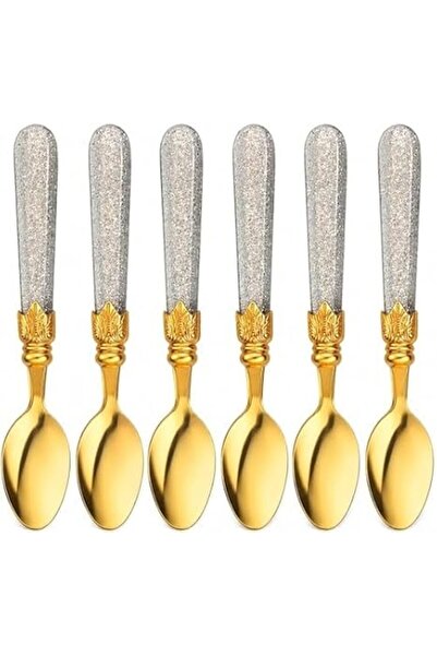 TERRIFI Stainless Steel Spoons – Set of 6 with Sparkle Handle – Large Serving...
