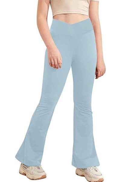 GENERAL Haloumoning Girl's Leggings Cross High Waisted Flare Pants Yoga Bootc...