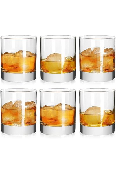 KASTWAVE Rock Style Old Fashioned Whiskey Glasses 10oz, Set of 6 Whiskey Glas...
