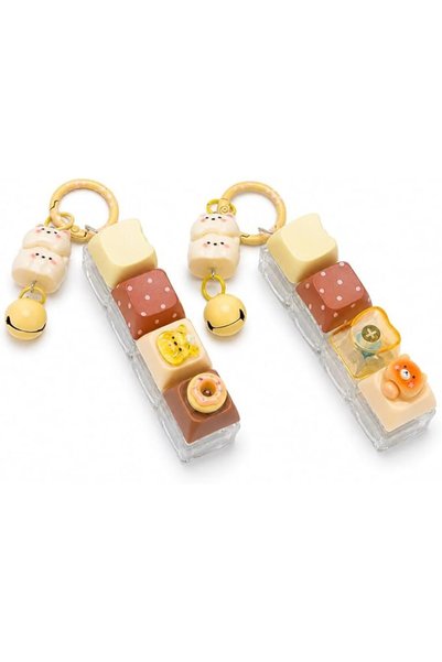 TERRIFI 2Pcs Keyboard Fidget Toy, Cute Keyboard Clicker Keychain with Bear Pe...
