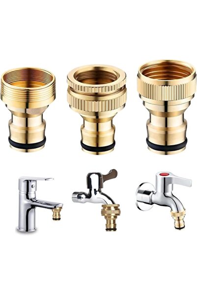 Bukela Tap Adapter for Hose Pipe 3PCS, Brass Garden Hose Quick Connectors 22m...
